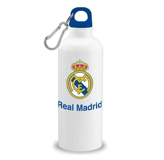 Botella, Cantimplora Blanca del Real Madrid en Aluminio 500ml 50cl Licencia Oficial