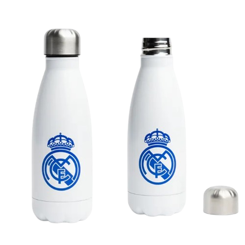 Botella, Cantimplora Blanca del Real Madrid en Acero Inox 550ml 55cl Licencia Oficial