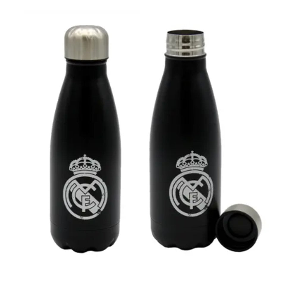 Botella, Cantimplora Negra del Real Madrid en Acero Inox 550ml 55cl Licencia Oficial